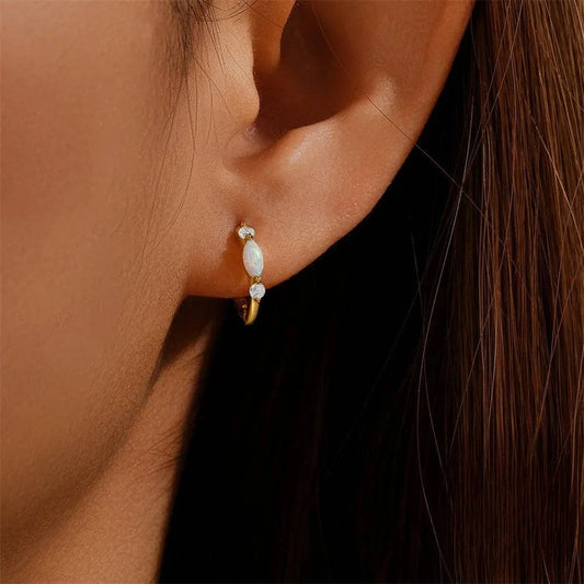 Minimalist Dainty Opal Earrings