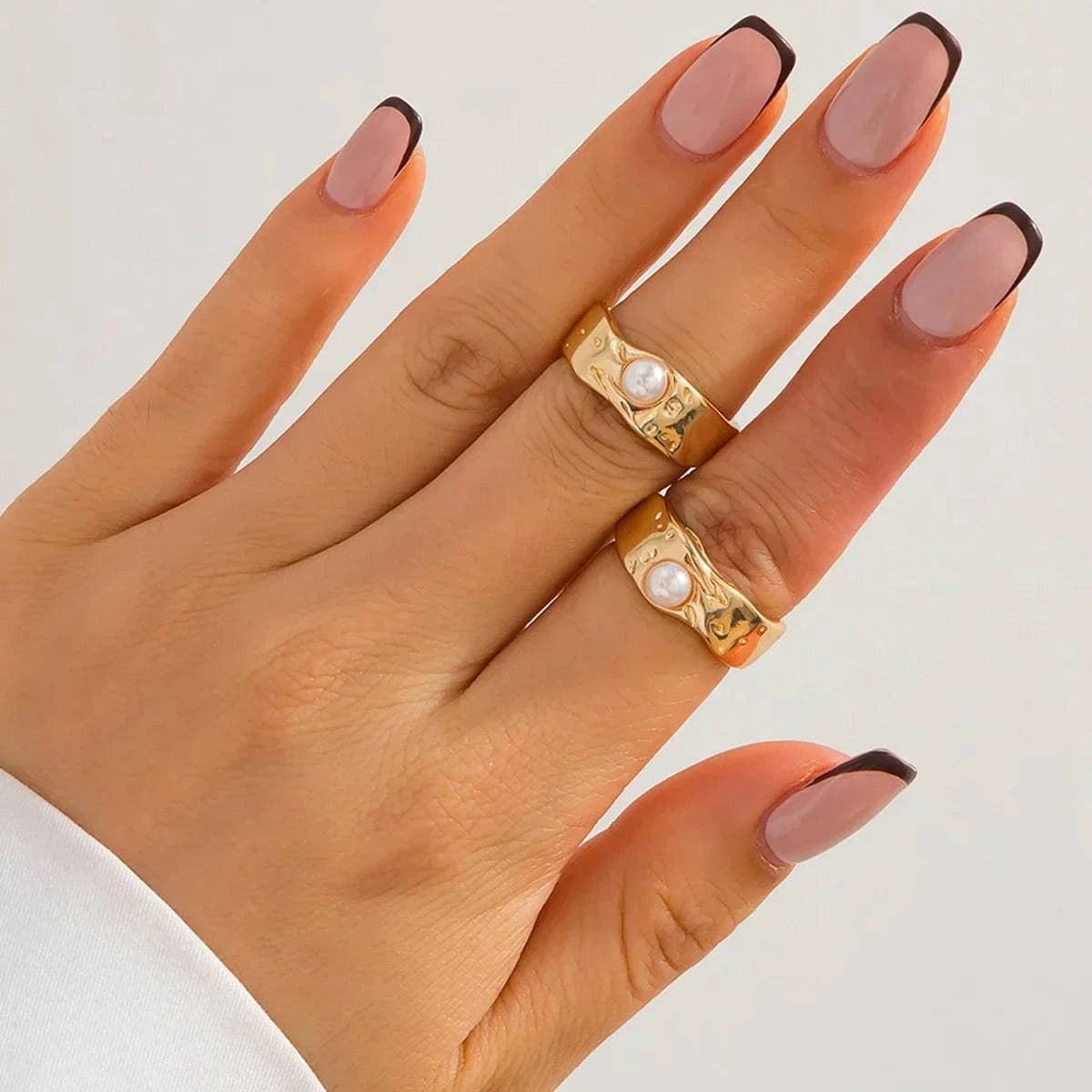 Gold Plated Lava Pearl Ring