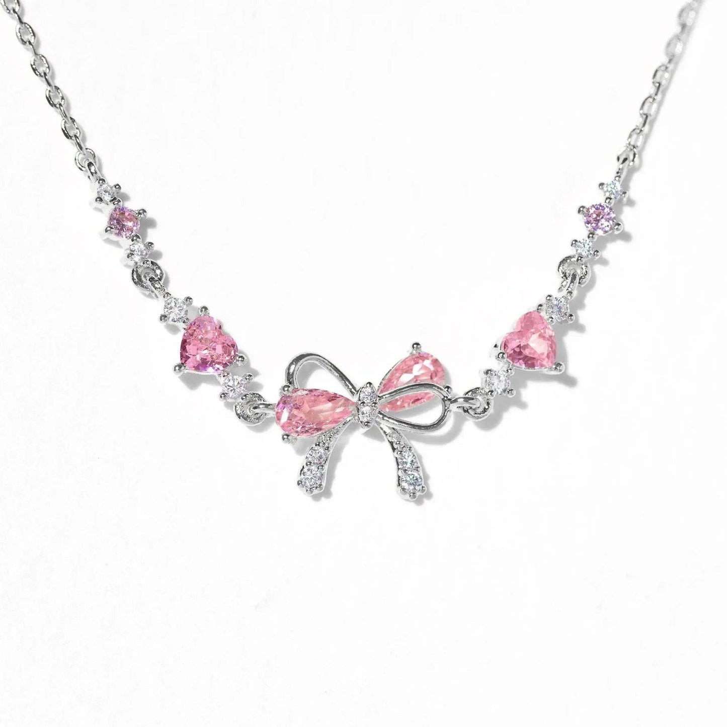 Pink Zircon Heart Chain Bracelet